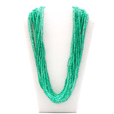 27" Clear and Green Glass Bead Necklace (Dozen)