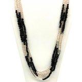 27" Clear and Black Glass Bead Necklace (Dozen)