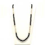 27" Clear and Black Glass Bead Necklace (Dozen)