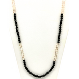 27" Clear and Black Glass Bead Necklace (Dozen)