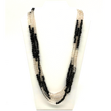 27" Clear and Black Glass Bead Necklace (Dozen)