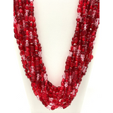27" Clear and Red Glass Bead Necklace (Dozen)