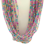 27" Pink and Green and Clear Glass Bead Necklace (Dozen)