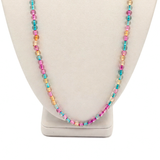 27" Pink and Green and Clear Glass Bead Necklace (Dozen)