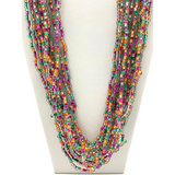 27" Pink and Green and Orange Glass Bead Necklace (Dozen)