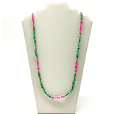 27" Pink and Green Glass Bead Necklace (Dozen)