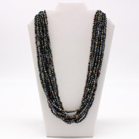 27" Small Opalescent Glass Bead Necklace (Dozen)