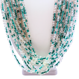 27" Clear and Light Green Glass Bead Necklace (Dozen)