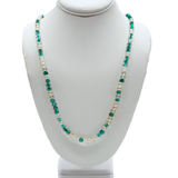 27" Clear and Light Green Glass Bead Necklace (Dozen)