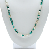27" Clear and Light Green Glass Bead Necklace (Dozen)
