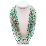 27" Clear and Light Green Glass Bead Necklace (Dozen)