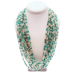 27" Clear and Light Green Glass Bead Necklace (Dozen)