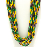 27" Purple and Green and Gold Glass Bead Necklace (Dozen)