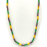 27" Purple and Green and Gold Glass Bead Necklace (Dozen)