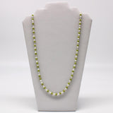 27" Silver and  Green and White Glass Bead Necklace (Dozen)