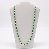 27" White and Green Glass Bead Necklace (Dozen)