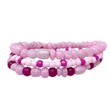 7" Hot Pink and Light Pink Glass Bead Bracelet (36 Pieces)