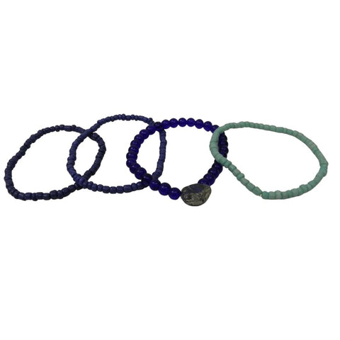 7" Light Blue and Royal Blue Glass Bead Bracelet (Dozen)