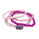 7" Light Pink and Hot Pink Glass Bead Bracelet (Dozen)