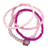 7" Light Pink and Hot Pink Glass Bead Bracelet (Dozen)