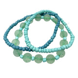 7" Turquoise and Light Blue Glass Bead Bracelet (Dozen)