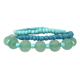 7" Turquoise and Light Blue Glass Bead Bracelet (Dozen)
