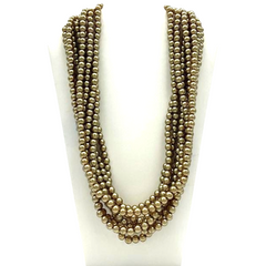 27" Golden Pearl 8mm Glass Bead Necklace (Dozen)