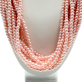 27" Pink Pearl 6mm Glass Bead Necklace (Dozen)
