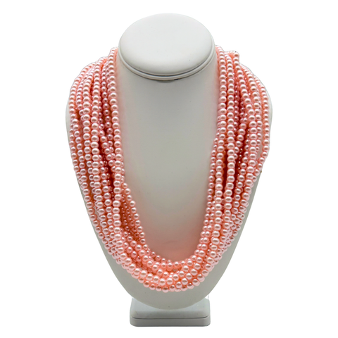 27" Pink Pearl 6mm Glass Bead Necklace (Dozen)