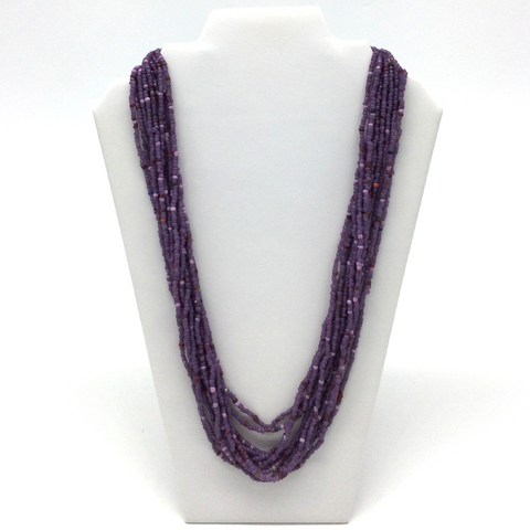 27" Matte Purple Glass Bead Necklace (Dozen)