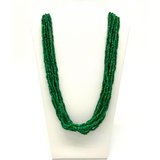 27" Matte Green Glass Bead Necklace (Dozen)