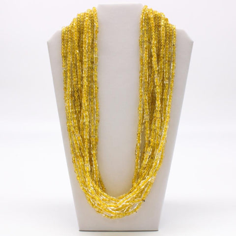27" Yellow Single Strand Glass Bead Necklace (Dozen)