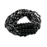 7.5" Black and Grey Glass Bead Bracelet (Dozen)