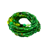 7.5" Multi Green Color Small Glass Beads Bracelet (Dozen)