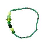 7.5" Multi Green Color Small Glass Beads Bracelet (Dozen)