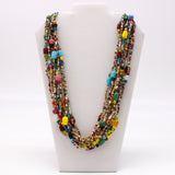 27" Multi Color Small and Large Glass Bead Necklace (Dozen)