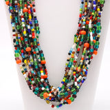 27" Orange and Teal Multi Glass Bead Necklace (Dozen)