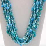 27" Turquoise and Blue Glass Bead Necklace (Dozen)
