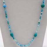 27" Turquoise and Blue Glass Bead Necklace (Dozen)