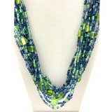 27" Blue and Green Glass Bead Necklace (Dozen)