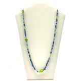 27" Blue and Green Glass Bead Necklace (Dozen)