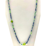 27" Blue and Green Glass Bead Necklace (Dozen)