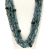 27" Navy Blue Glass Bead Necklace (Dozen)