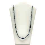 27" Navy Blue Glass Bead Necklace (Dozen)