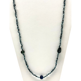 27" Navy Blue Glass Bead Necklace (Dozen)