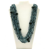 27" Navy Blue Glass Bead Necklace (Dozen)