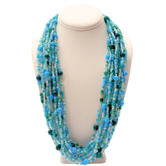 27" Turquoise Glass Bead Necklace (Dozen)