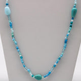 27" Turquoise Glass Bead Necklace (Dozen)