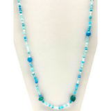 27" Turquoise Glass Bead Necklace (Dozen)