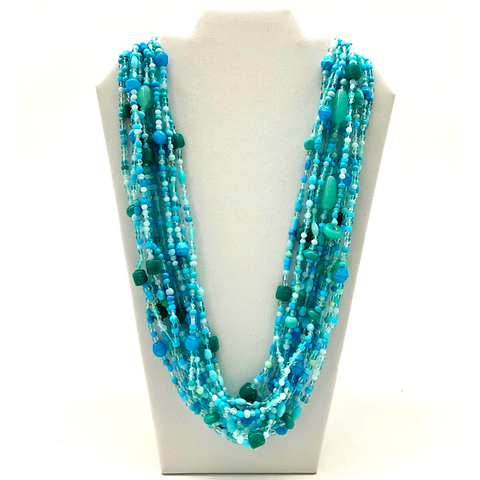 27" Turquoise Glass Bead Necklace (Dozen)